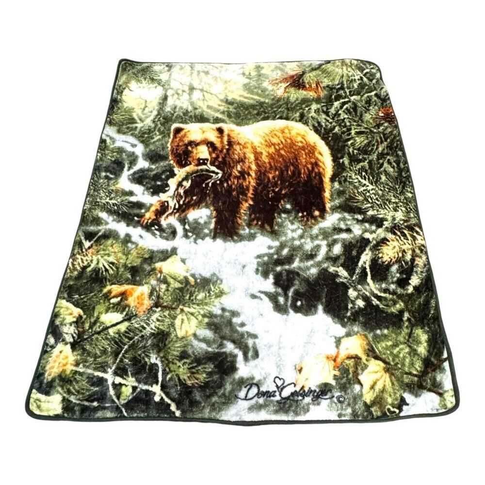 Northwest Dona Gelsinger Bear Wilderness Throw Blanket 51x61 Soft Fleece Cabin